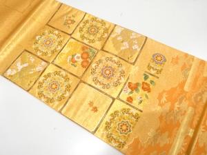 未使用品 とみや織物製 枡に華紋・松竹梅模様織り出し袋帯(未仕立て)